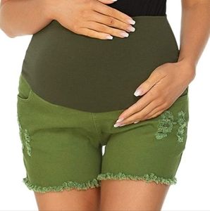 Jezero Women's Maternity Shorts Pants Wide Elastic Band Pregnancy Denim Shorts